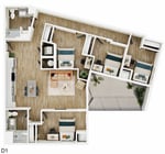 4 habitaciones/2 baños - D1