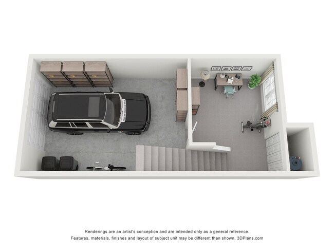 Lower Level with Garage and Den/Office/Workout Room