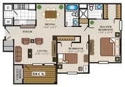 2 Bedroom 2 Bath Floor Plan