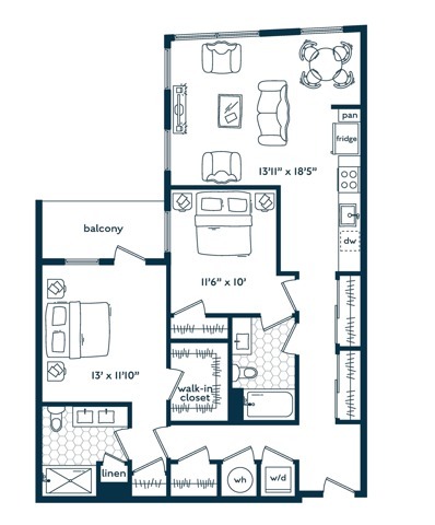Two Bedroom Two Bath (1104 SF) - Two Bedroom Two Bath (1104 SF)