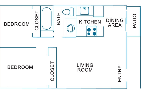 2BR/1BA - Two Bedroom One Bath