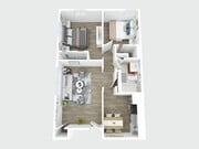 2 Bedroom Small A 3D Floorplan