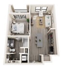 One Bedroom - 666 square ft floor plan - Mesquite Trails at Brooks