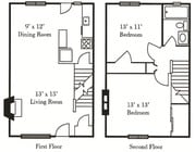 Casa adosada de 2 habitaciones.