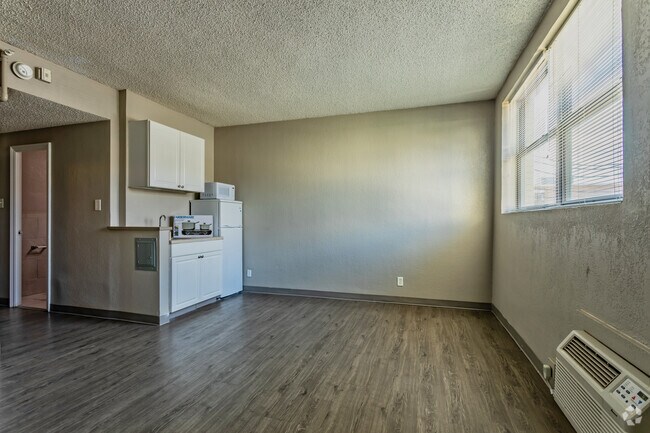 Deluxe Studio - 380 SF - Kitchen/ Living/Sleeping Area - The Que