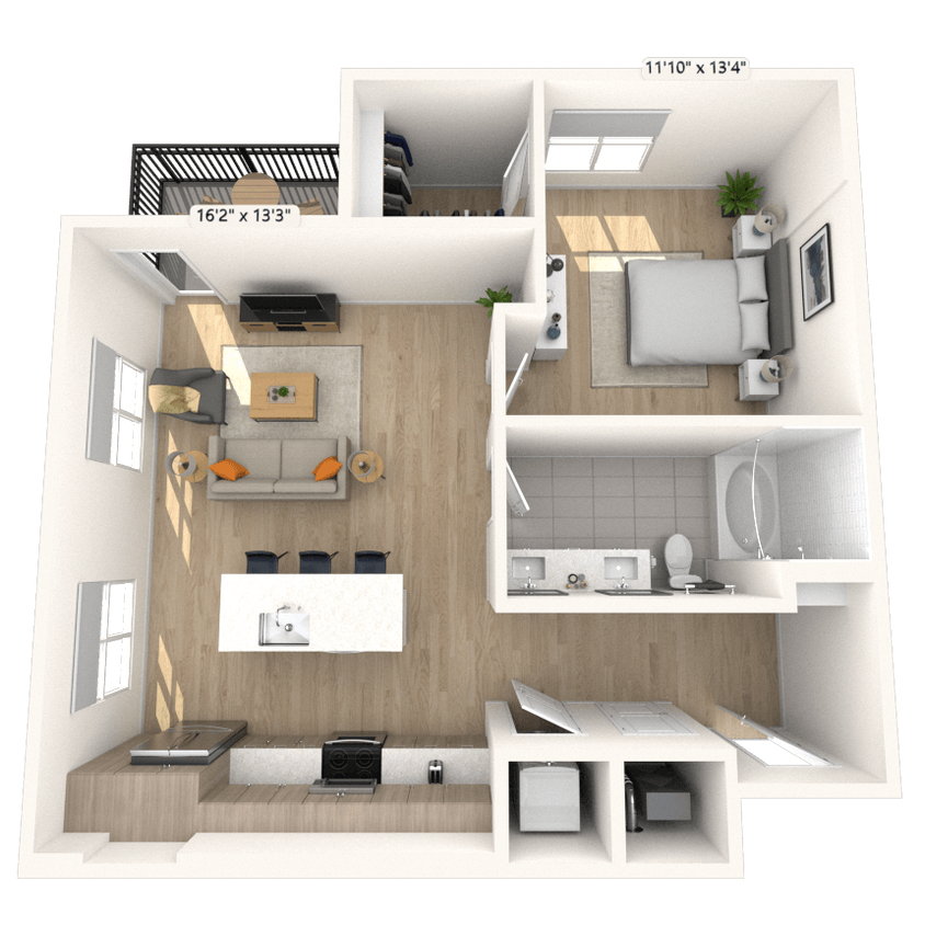 Floor Plan - A9 1x1 857 SF