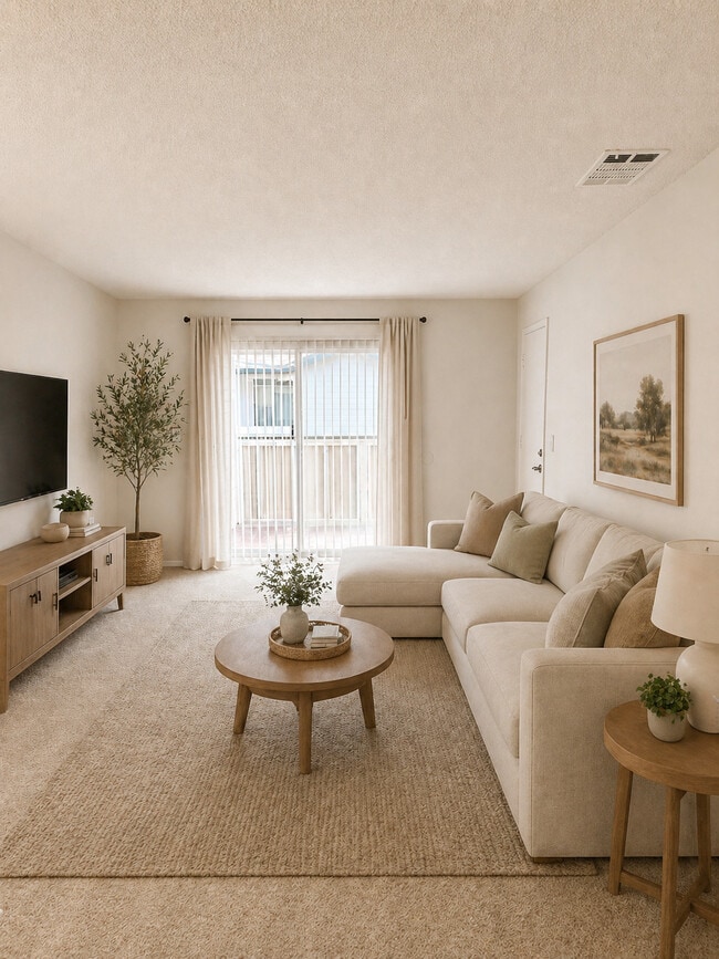 2 Bed 2 Bath - Living Room Virtually Staged - 1060 SF