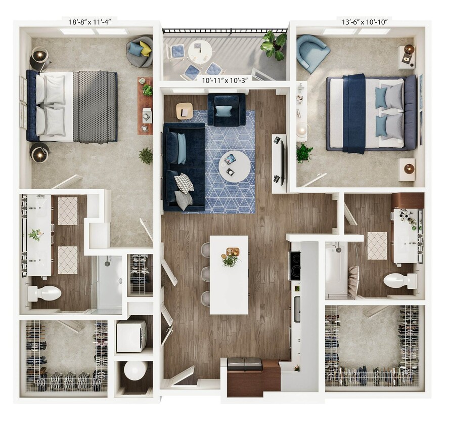 Explore this elegant apartment layout designed for modern living. - B1
