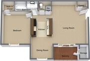 1BR, 1BA - 676 SF