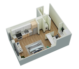 Studio, 1 Bath- B