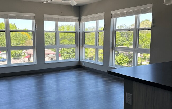 Our corner apartments have beautiful views of the trees and surrounding neighborhood.