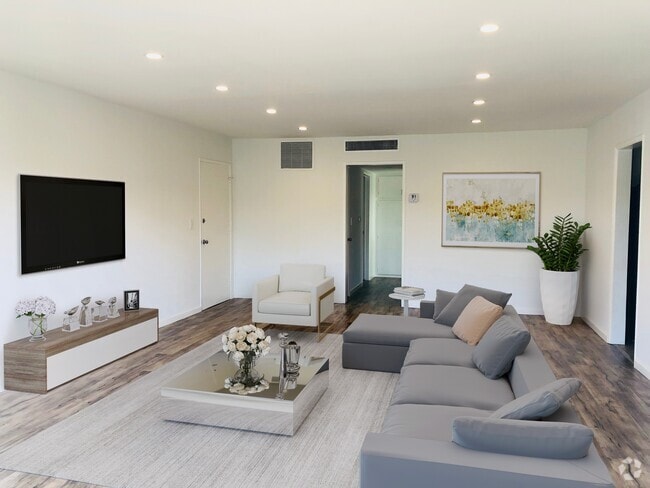 Living room staged - Bedford Apartments