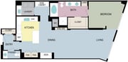 1K floor plan Broadstone Miracle Mile