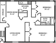 2 Bedroom 1 Bath Upper