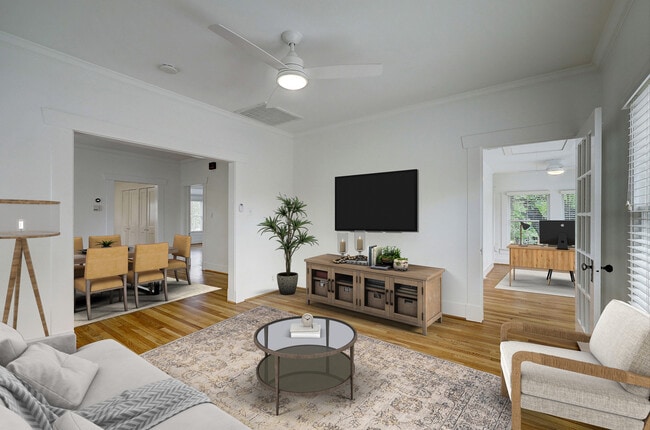 Virtually staged. View from living room of dining room and bonus study. - 603 Euclid St Unit half