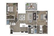B3 2 bedroom 2 bathroom 1050 square feet