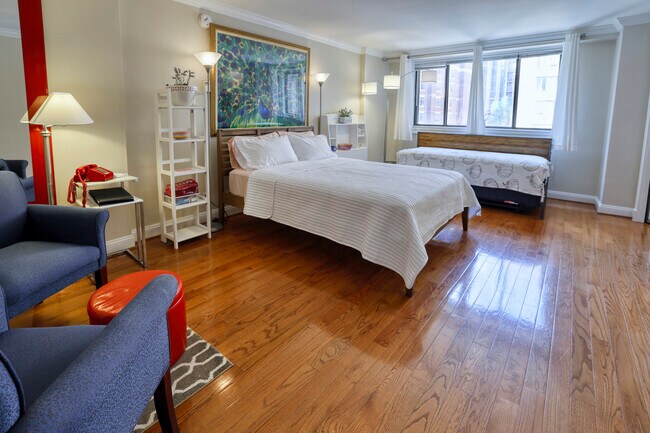 Main room bed and sitting area