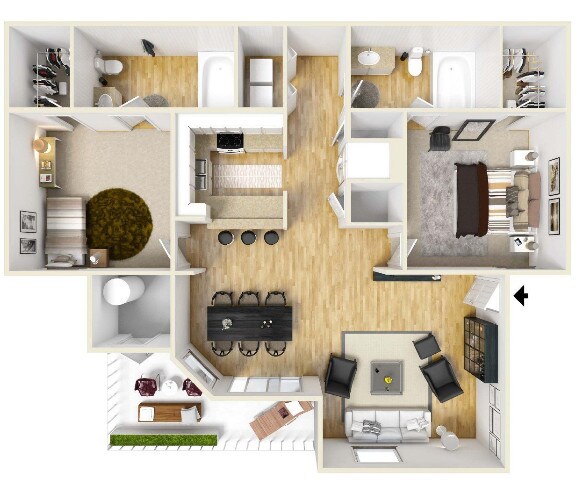 Floor Plan - 2 Bedroom 2 Bath