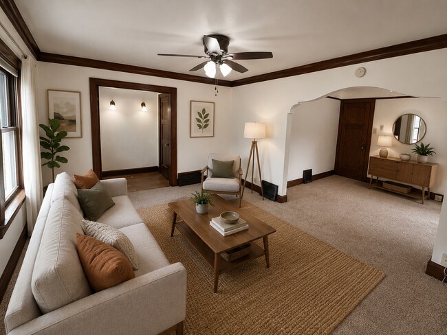 Virtually Staged Living Room - 2176 S 64th St Unit Charming Lower Flat