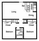 Two Bedroom, One Bath W/WD