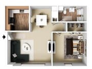 One Bedroom, 780 sqft, First Level