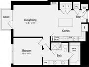 A2 | 1 bed 1 bath | 938 Sq. Ft.