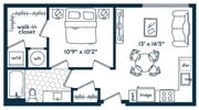 Urban One Bedroom One Bathroom (549 SF)