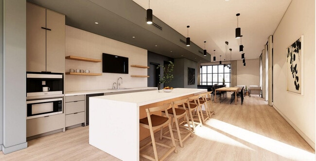 Experience luxury in a modern kitchen and dining area designed for social gatherings and family meals. - The 1785 Club Athens