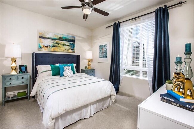 Large master suites offer walk-in closets and ceiling fans