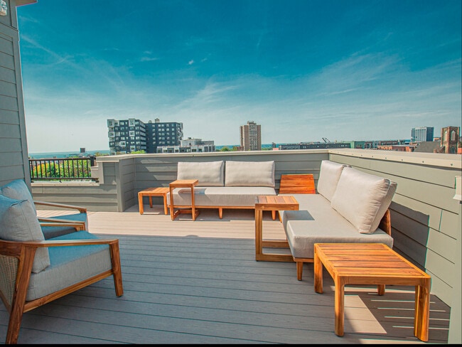 Rooftop patio seating area