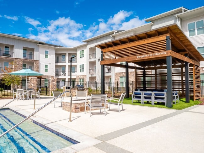 Resort-Style Pool with Baja Tanning Shelf - The Waters At Millerville
