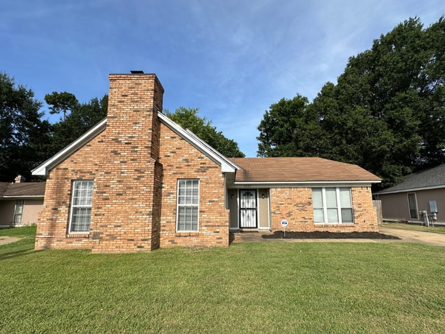 Building Photo - Charming 3BR/2BA Near Southwind | Soaring Vaulted Ceilings, Brick Fireplace & Fenced Yard