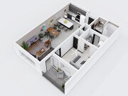 City Scape 1B6 is a spacious open concept one bedroom floor plan that features modern finishes and an in-unit washer and dryer.