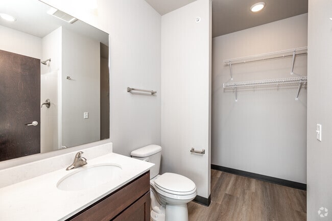 2BR, 2BA - 958SF - First Bathroom & Closet - Brick Towne at Kettlestone