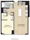 Nivel 63.2 - 1 cama/1 baño con terraza: Números de unidad 563, 763, 963 y 1163