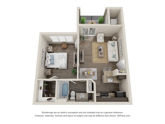 A1 - 1 Bed/1 Bath - 486 sf - The Landings at Pembroke Lakes