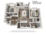 2 Bed, 2 Bath 1143 sf