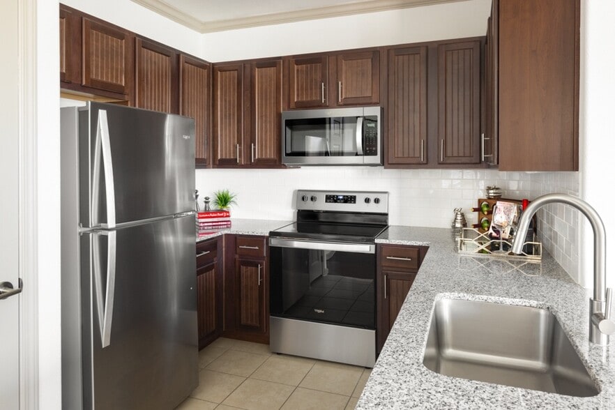 Upgraded homes include stainless steel appliances