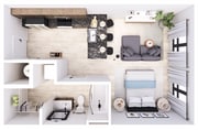 Explore this chic studio design that maximizes space and comfort.