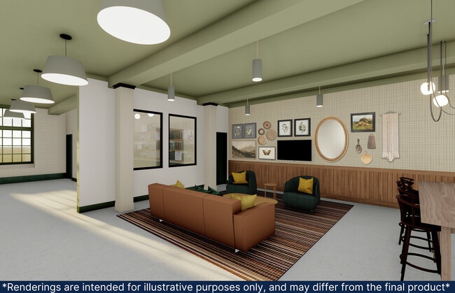 Representación de la sala comunitaria - Woolen Mills