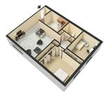 2BR/1BA 3D