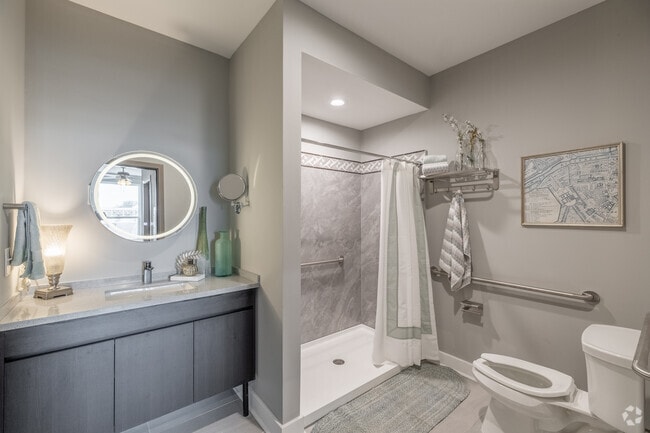 2BR, 2BA - 1,039-1,092SF - Primary Bathroom - Autumn Towne Senior Apartments
