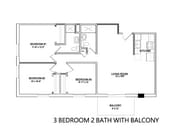 3 bed, 2 bath with balcony