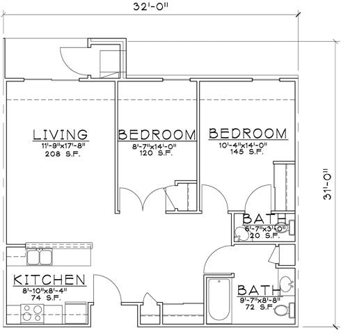 2BR/1.5BA - 2 Bedroom Unit