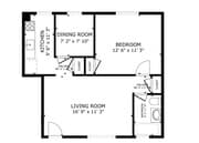 1BR, 1BA - 550SF