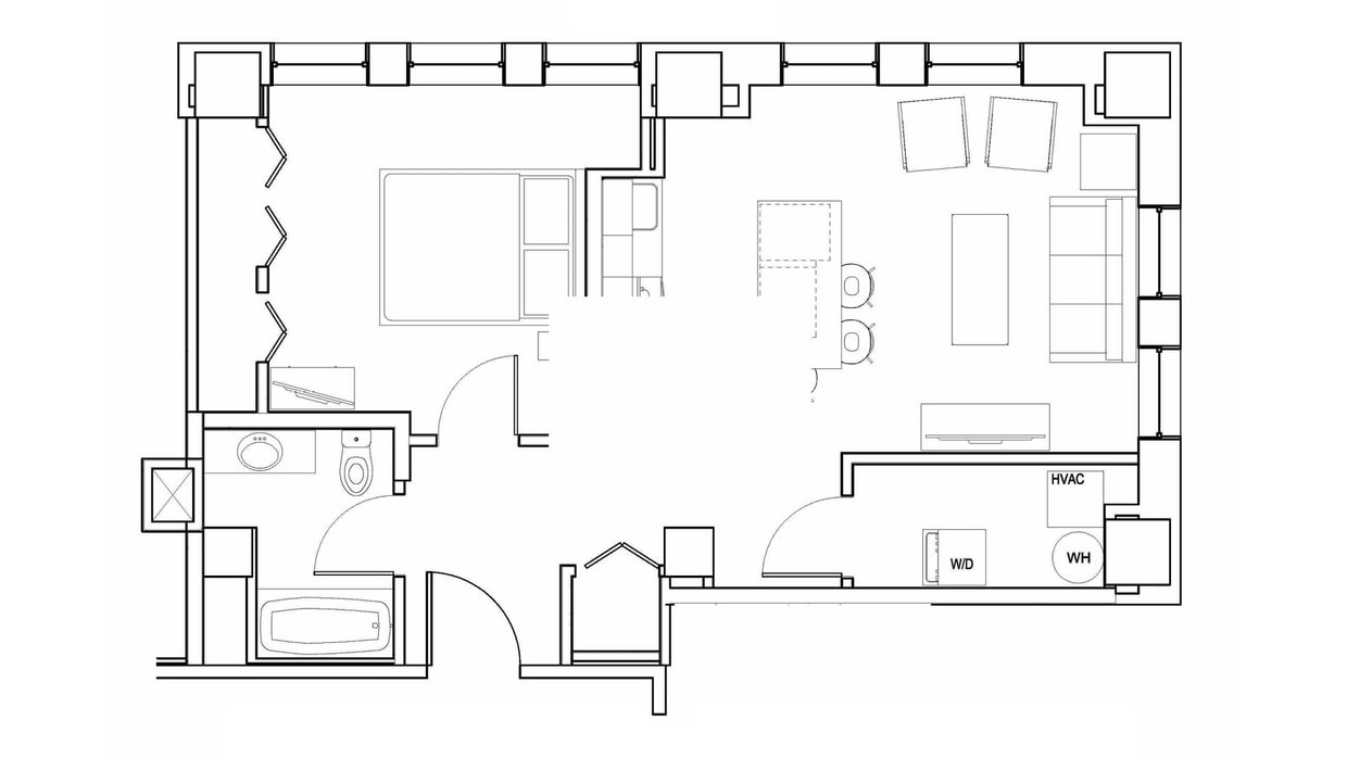 Floor Plan - New 1Br near Downtown Moline