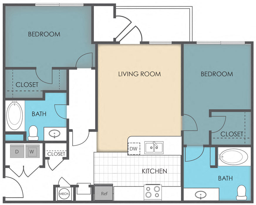Floor Plan - 2 Bed 2 Bath