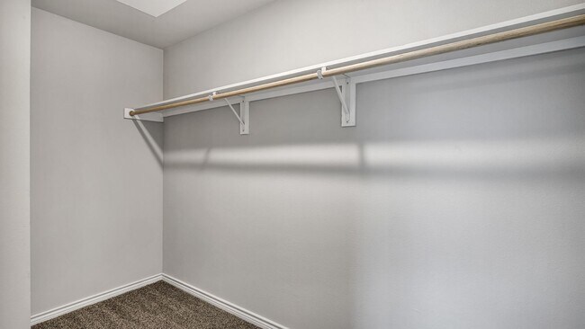 Spacious walk-in closet with shelving