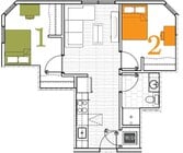 2 BEDROOM, 1 BATH