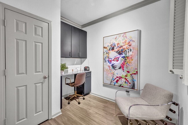 Built-in workstation with concealed storage available in select floor plans